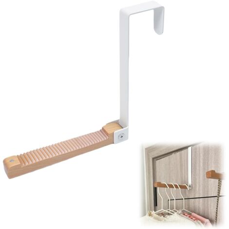 Klapphaken, klappbare Garderobe zum Aufhängen, Metall und Holz, (für 4,5cm Türfalz) (Weiß)