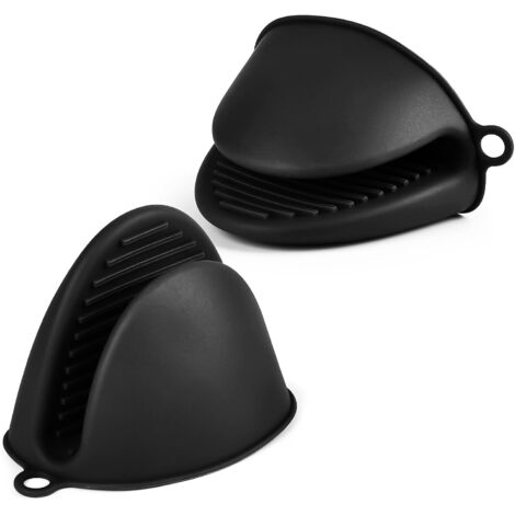 Dicke Ofenhandschuhe aus Silikon, 1 Paar hitzebeständige Ofenhandschuhe, rutschfeste Küchenhandschuhe, hitzebeständige Ofenhandschuhe zum Kochen, Grillen, Backen (schwarz) (1/5)