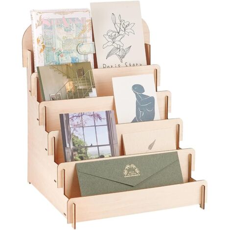 5-stöckiger Grußkartenständer, Postkartenständer aus Holz, tragbarer Postkartenhalter für Fotokarten, Verkaufstheke