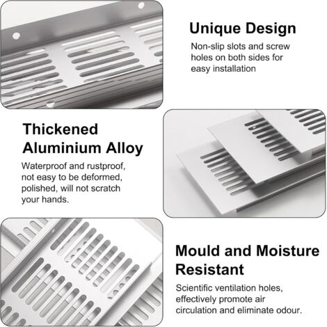 Produktbild von Rechteckige Aluminium-Lüftungsgitter-Abdeckung – 150 X 250 Mm, Silber – Für Schränke, Schuhschränke, Computerschränke & Badezimmertüren