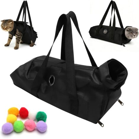 Kratzfeste Katzenpflegetasche mit Pfotenlöchern zum Krallenschneiden, Ohrenreinigen und Nägelkürzen. Ideal für kleine Katzen. Für Tierarztpraxen und den Heimgebrauch.