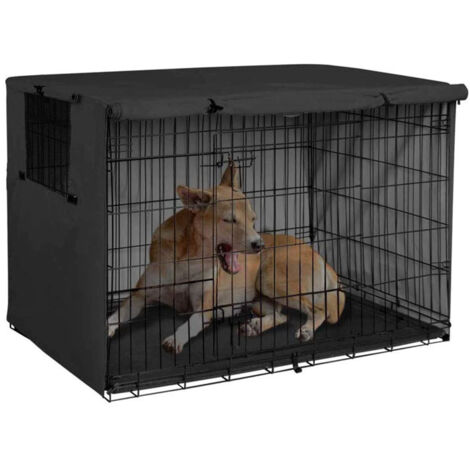 Schutzhülle für Hundekäfige im Außenbereich, wasserdicht, strapazierfähig und leicht, winddicht - Hundekäfigabdeckung für den Innen- und Außenbereich, Schwarz (94 x 61 x 63,5 cm) (1/5)