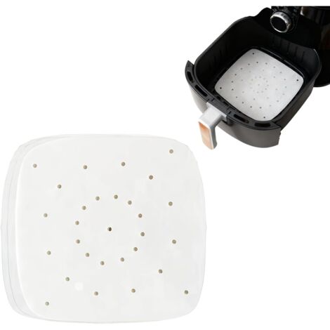 100 Stück Backpapier für Heißluftfritteusen – Speziell für Ninja 10,4L Multikocher, 25,5 cm × 25,5 cm, perforiert, antihaftbeschichtet und fettabweisend (1/5)