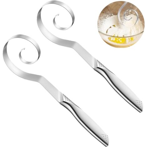 Set mit 2 dänischen Teigrührern aus Edelstahl – 25 cm nahtloser Brotteigmischer, rostbeständiger Handmixer zum Backen von Brot, Pizza, Keksen usw. (1/5)