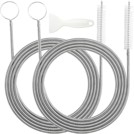Set mit 2 Abflussreinigungsspiralen, 150 cm Kühlschrankbürste mit 1 Abtau-Schaber, faltbarer Spülbeckenreiniger, schmaler Rohrreiniger für Waschbecken