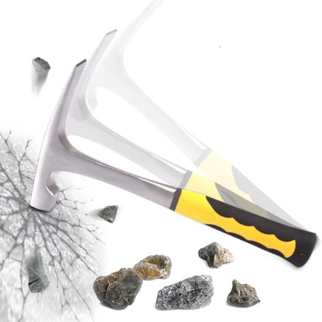 Geologenhammer, Hammer, Geologiewerkzeug, Multifunktionshammer für geologische Erkundungsarbeiten, Flachkopf-Bergbauhammer mit stoßdämpfendem Griff (1/5)
