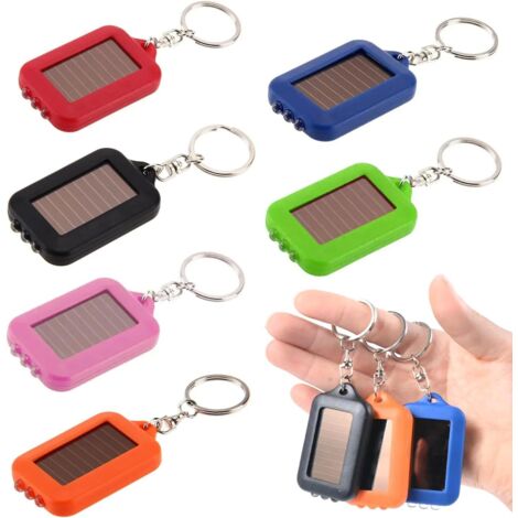 6-teiliger, wiederaufladbarer Solar-Taschenlampen-Schlüsselanhänger mit 3 LEDs, helle Solar-Mini-Taschenlampe für den Einsatz im Freien, Wandern und als Notbeleuchtung. (1/5)