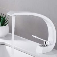 GABRIELLE Badezimmer-Waschtischmischer, Chrom, modern, Badezimmer-Waschtischmischer, Weiß
