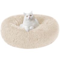Weiches, rundes Hunde- und Katzenbett – beruhigendes Anti-Stress-Plüschkissen für Katzen und Hunde, bequemes waschbares Donut-Bett für Katzen, kleine mittelgroße Hunde (geeignet für Katzen unter 1,8 k