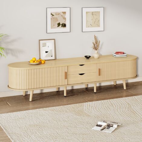 Mueble de TV 175 x 40 x 42 cm con 2 cajones fma ovalada tablero de fibra de densidad media col roble (1/5)