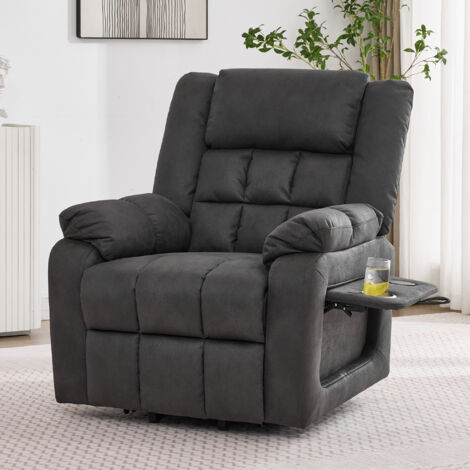 Sillón 103x96x87cm elevador eléctrico masaje y calor tejido técnico color gris (1/5)