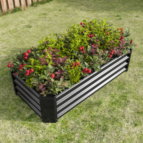 Jardinera Exterior fabricadas en chapa de acero resistentes a la oxidación y duraderas base no incluida Negro 120x61x30 cm (1/5)