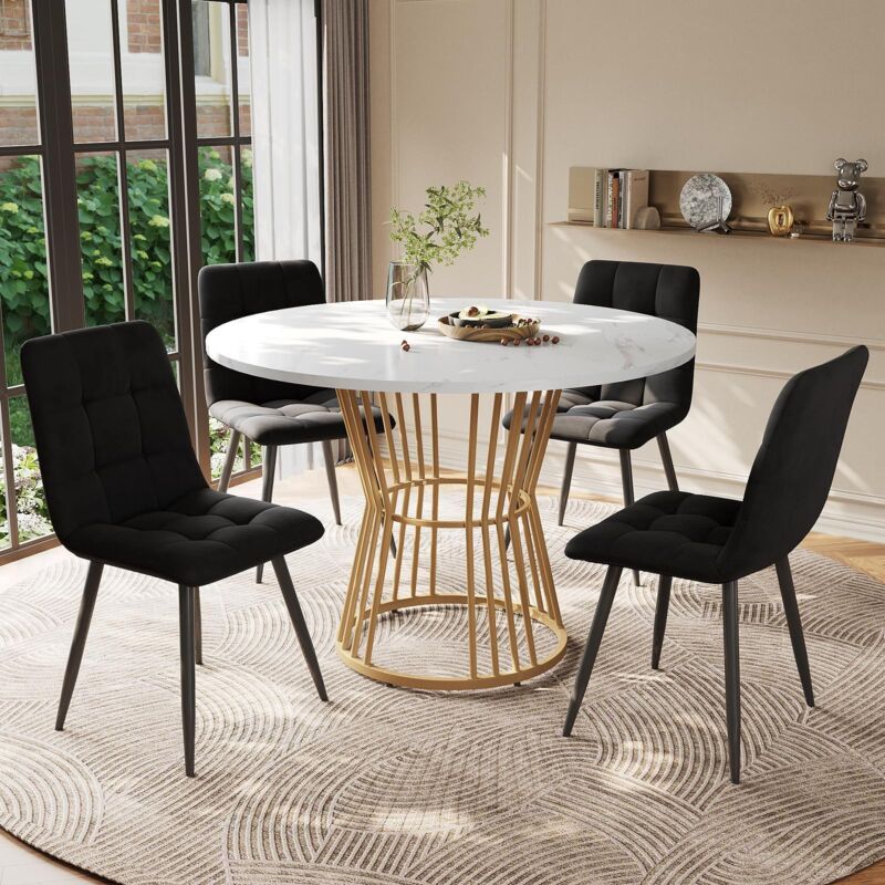HOMCOM Ensemble de table de bar 5 pièces avec 4 chaises, Design industriel, pour cuisine, salle HOMCOM Ensemble de table de bar 5 pièces avec 4 chaises, Design industriel, pour cuisine, salle