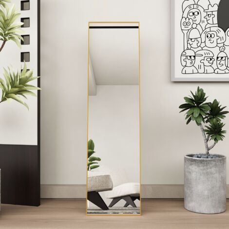 Tanant – Miroir sur pied 150x40cm – Cadre en aluminium – Verre haute définition antidéflagrant – Pour chambre, salon, salle de bain
