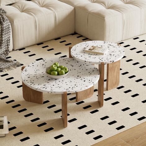 Tanant – Lot de 2 tables basses modulables modernes – Dimensions 70x35cm et 50x45,5cm – Panneaux de fibres de densité moyenne – Pour salon et balcon