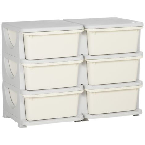Boîte de rangement en plastique, rangement de jouets, 6 tiroirs, organisateur de jouets, commode pour chambre d'enfant, Blanc (1/5)
