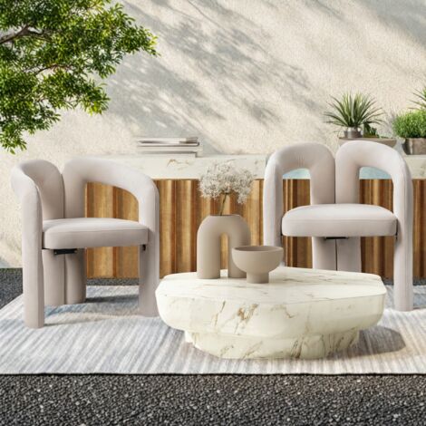 Tanant – Lot de 4 chaises en velours beige – Chaise de salle à manger avec dossier incurvé – Design scandinave – Confort optimal pour repas