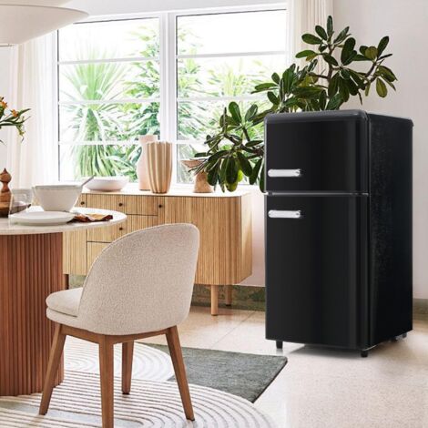 Tanant – Réfrigérateur rétro 72L – Hauteur 95 cm – 2 portes – Congélateur 21L en haut – Classe E – Éclairage LED – 39 dB – Double casier à œufs - 120kWh