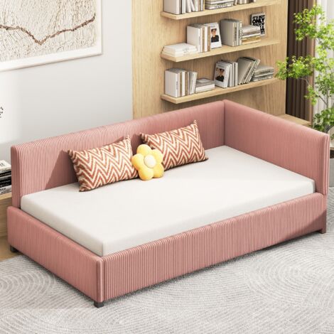 Canapé-lit 2 Places Avec Lit Gigogne - 90x200 Et 90x190, Capacité 300kg, Tissu Lin, Port USB - Rose, Gris, Beige
