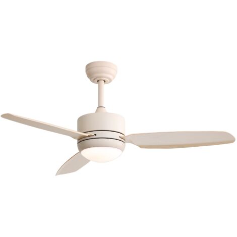 Ventilateur de plafond 116 cm avec éclairage, 3 pales en ABS, moteur CC 6 vitesses, télécommande, pour salon, chambre - Blanc cassé (1/5)