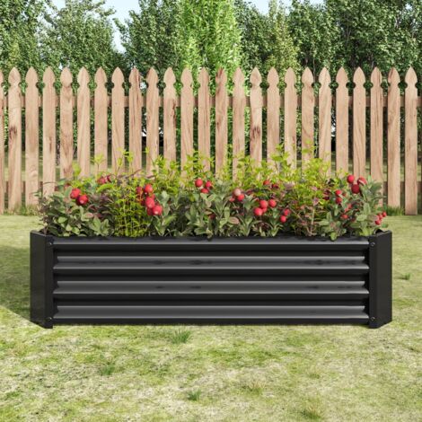 Jardinieres Exterieur Surélevées, structure en métal, résistante à la rouille, durable, adaptée aux légumes, herbes et fleurs, 120 x 60 x 30 cm, Noir (1/5)
