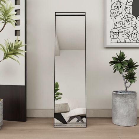Tanant – Miroir sur pied 150x40cm – Verre HD antidéflagrant – Cadre en aluminium noir – Design moderne pour chambre et dressing