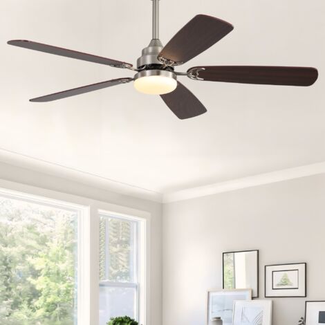 Ventilateur de plafond, design silencieux 132 Cm, télécommande, chrome brossé pales bois blanches laquée lampe CASAFAN Titanuim | Leroy Merlin
