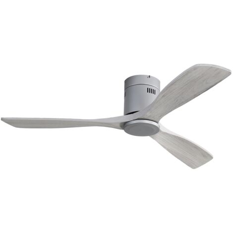 Tanant – Ventilateur de plafond encastré 132cm – Moteur CC réversible silencieux – 3 pales en bois – Télécommande 6 vitesses – Design rétro gris clair
