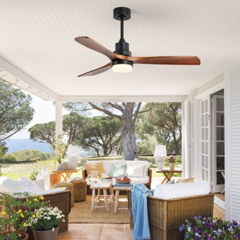 Tanant – Ventilateur de plafond 132 cm avec 3 pales en bois massif – Éclairage LED 3 couleurs – Moteur CC réversible silencieux – 6 vitesses (1/5)