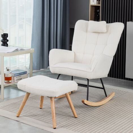 Fauteuil à Bascule - Rocking Chair avec rangement de 2 poche - pieds en Fauteuil à Bascule - Rocking Chair avec rangement de 2 poche - pieds en