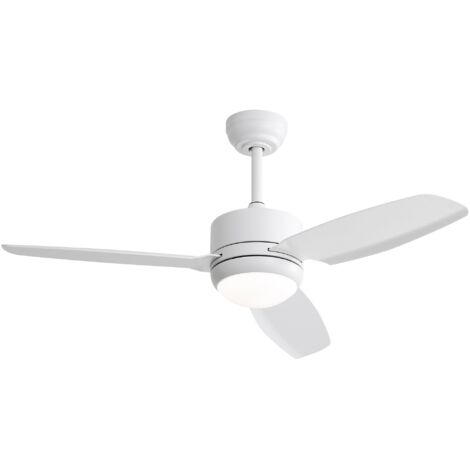Ventilateur de plafond de 116cm avec éclairage, 3 pales en ABS, moteur à courant continu à 6 vitesses, télécommande - pour chambre à coucher - Blanc (1/5)