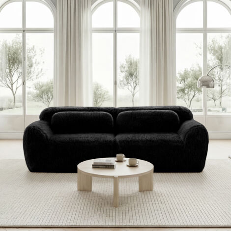 Canapé Modulaire 2 Places - Confort Ergonomique, Mousse à Mémoire de Forme - Sans Montage, Idéal pour Petits Salons - Noir