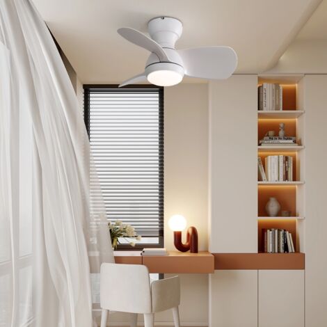 Ventilateur de plafond 58 cm avec 3 pales en ABS et éclairage LED réglable 18 W, moteur CC télécommandé, ventilateur de plafond moderne pour salon et chambre, Blanc (1/5)