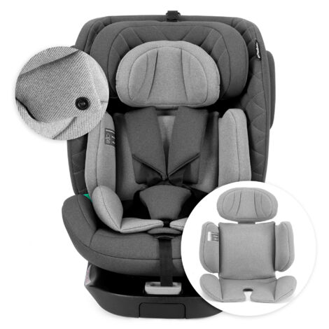 Siège auto pour enfants, Siège Auto i-Size 360° Rotatif avec Isofix - Groupe 0/1/2/3 (40-150 cm), Face et Dos à la Route - de la Naissance à 12 Ans, Gris