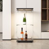 Vitrine en verre 40x36x77cm, avec LED et 1 étagère – Vitrine de rangement, bibliothèque en verre autoportante Blanc pour salon, chambre à coucher, bureau – Noir