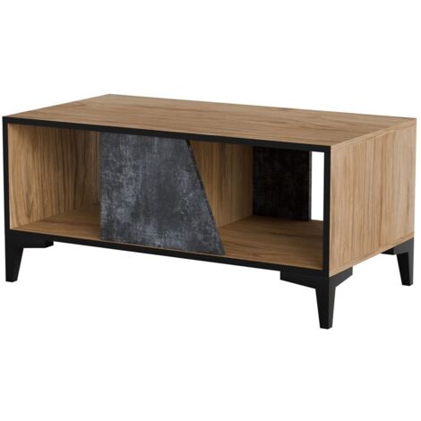 Tavolino/panca OVO 90x50xH39 rovere/cemento (1/3)
