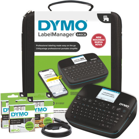 Etichettatrice Professionale DYMO LabelManager Executive 640CB con Tastiera QWERTZ, Batteria agli Ioni di Litio, connettivit� Bluetooth e nastri D1 fino a 24mm (1/2)