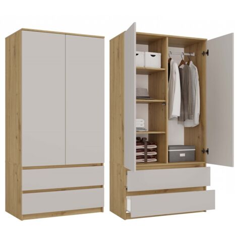TURIN – Armadio per camera da letto – Penderie multifunzione – 2 porte + 2 cassetti – Cabina armadio – Artigianale e Cachemire (1/5)