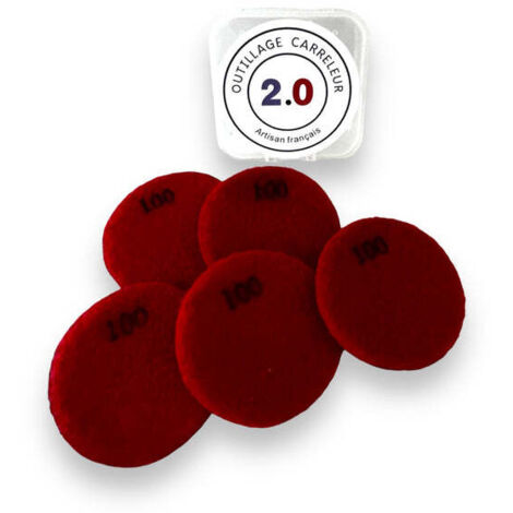 🔥Pack 5 mini pads diamant Y grain 100 rouge – Polissage carrelage, pierre, marbre Outillage Carreleur 2.0 (1/5)