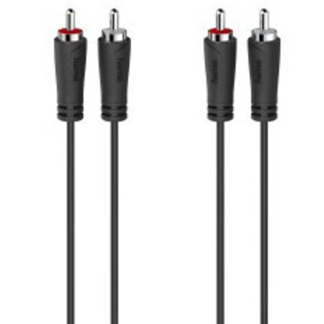 Câble Audio/vidéo Hama 3x RCA Mâle Vers 3x RCA Mâle – 1,5 M, Connecteurs Plaqués Or, Noir
