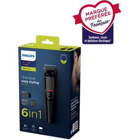 Philips – Rasoir multi-fonction 6-en-1 – Tondeuse barbe avec 5 hauteurs de coupe – Autonomie 60 min – Lame en acier inoxydable auto-affûtée - MG3710