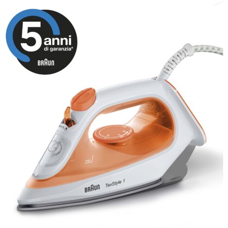 Braun TexStyle 1 SI 1009 Fer à vapeur Semelle anti-adhérente 1900 W Orange, Blanc (1/3)