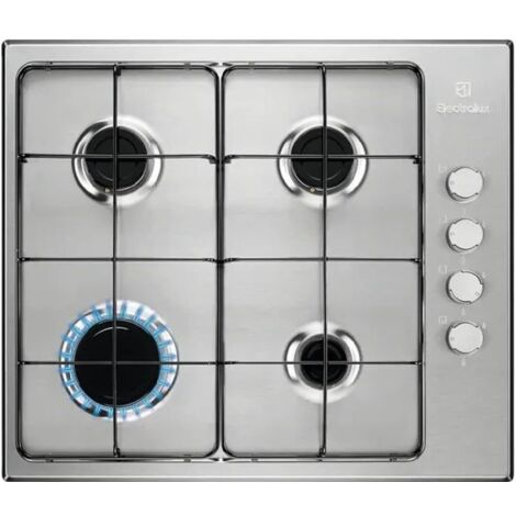 Table de cuisson à gaz encastrable 55 cm 4 feux Electrolux KGS6404SX en acier inoxydable