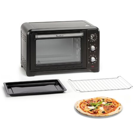 Moulinex – Mini four chaleur tournante 33L 1600W – 6 modes de cuisson – Thermostat jusqu'à 240°C – Dimensions 28x31x36 cm – Design noir élégant - OX464810-Mini