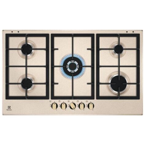 Electrolux – Plaque de cuisson gaz 90 cm – 5 brûleurs dont un Wok – Technologie SpeedBurner pour cuisson rapide – Gril en fonte pour finition pro - KGS9536RS