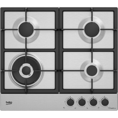 Beko – Table de cuisson à gaz encastrable 58 cm 4 brûleurs – Acier inoxydable – Allumage électronique – Nettoyage facile PractiClean