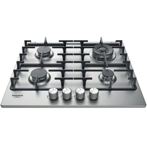 Table de cuisson à gaz encastrable Hotpoint PPH 60G DF/IX 4 brûleurs en acier inoxydable (1/2)