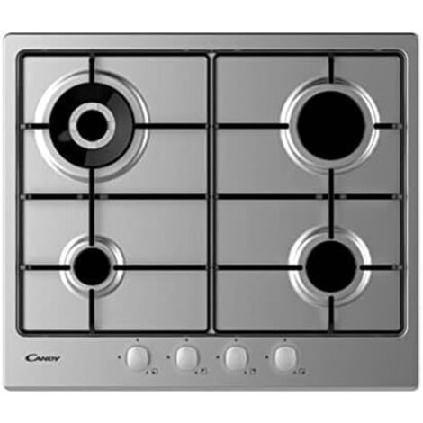 Table de cuisson à gaz encastrable en acier inoxydable Candy CHW6BR4WX 4 brûleurs