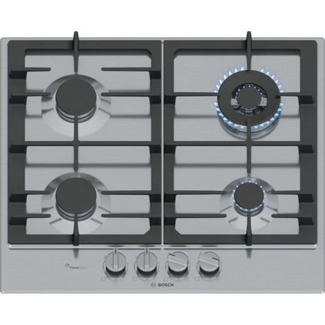 Bosch – Plaque de cuisson gaz 4 foyers – Acier inoxydable intégré 58 cm – Allumage d'une main – Puissance 8000 W (1/5)