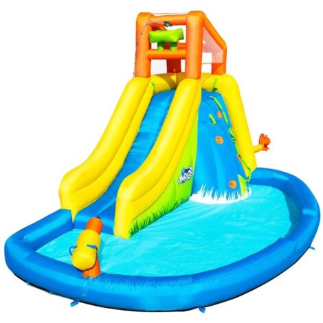 Bestway Aire de jeux gonflable avec toboggan, pataugeoire et canon à eau Mont Splashmore H2OGo 435 x 286 x 267 cm